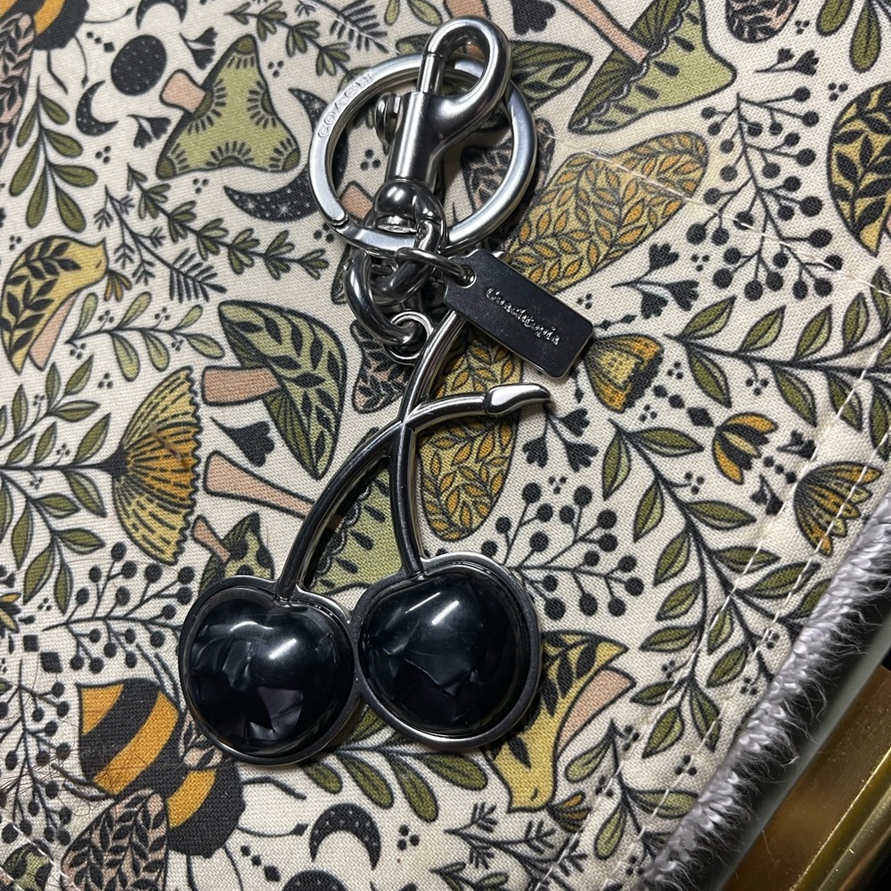 Coach Silver and Black Cherry Keychain